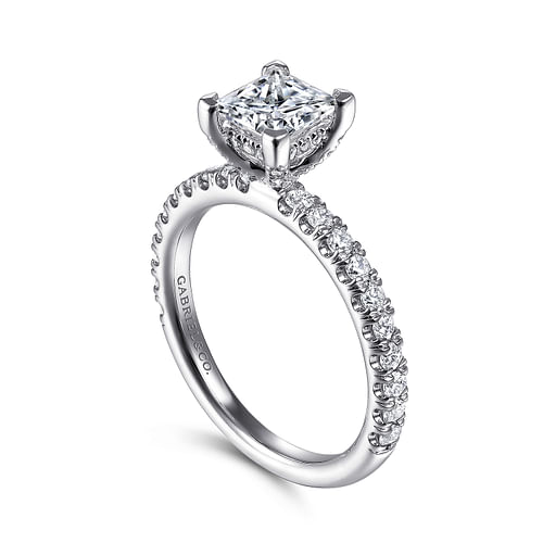 Amira - 14K White Gold Princess Cut Diamond Engagement Ring - 0.5 ct - Shot 3