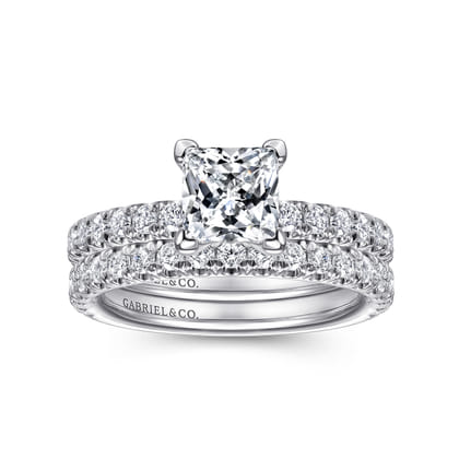 Amira - 14K White Gold Princess Cut Diamond Engagement Ring
