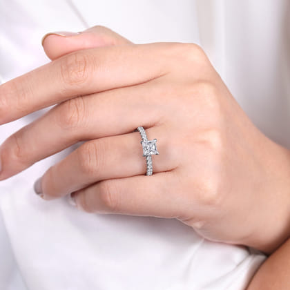 Amira - 14K White Gold Princess Cut Diamond Engagement Ring