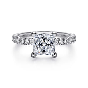 Amira - 14K White Gold Princess Cut Diamond Engagement Ring