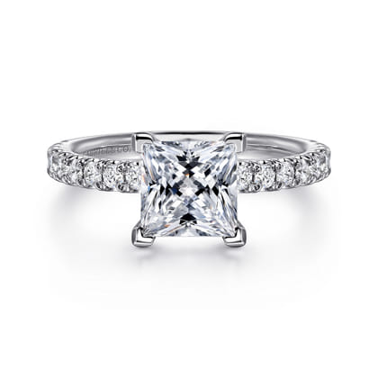 Amira - 14K White Gold Princess Cut Diamond Engagement Ring