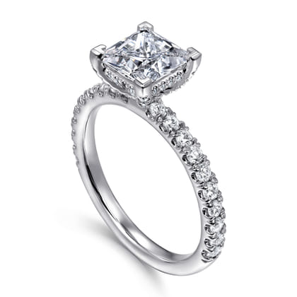 Amira - 14K White Gold Princess Cut Diamond Engagement Ring