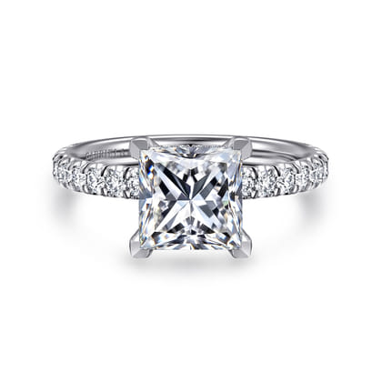 Amira - 14K White Gold Princess Cut Diamond Engagement Ring