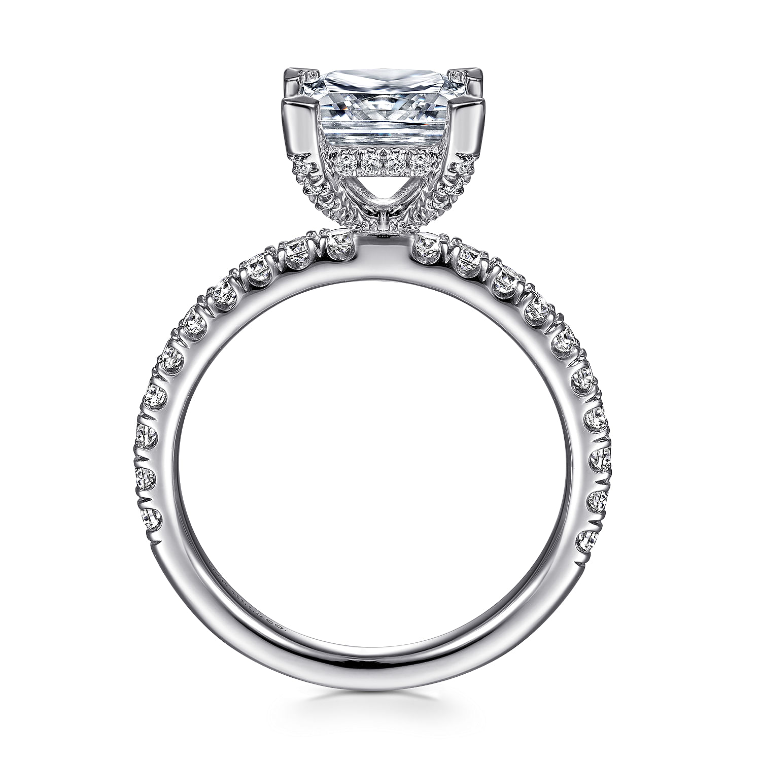 Amira - 14K White Gold Princess Cut Diamond Engagement Ring - 0.52 ct - Shot 2