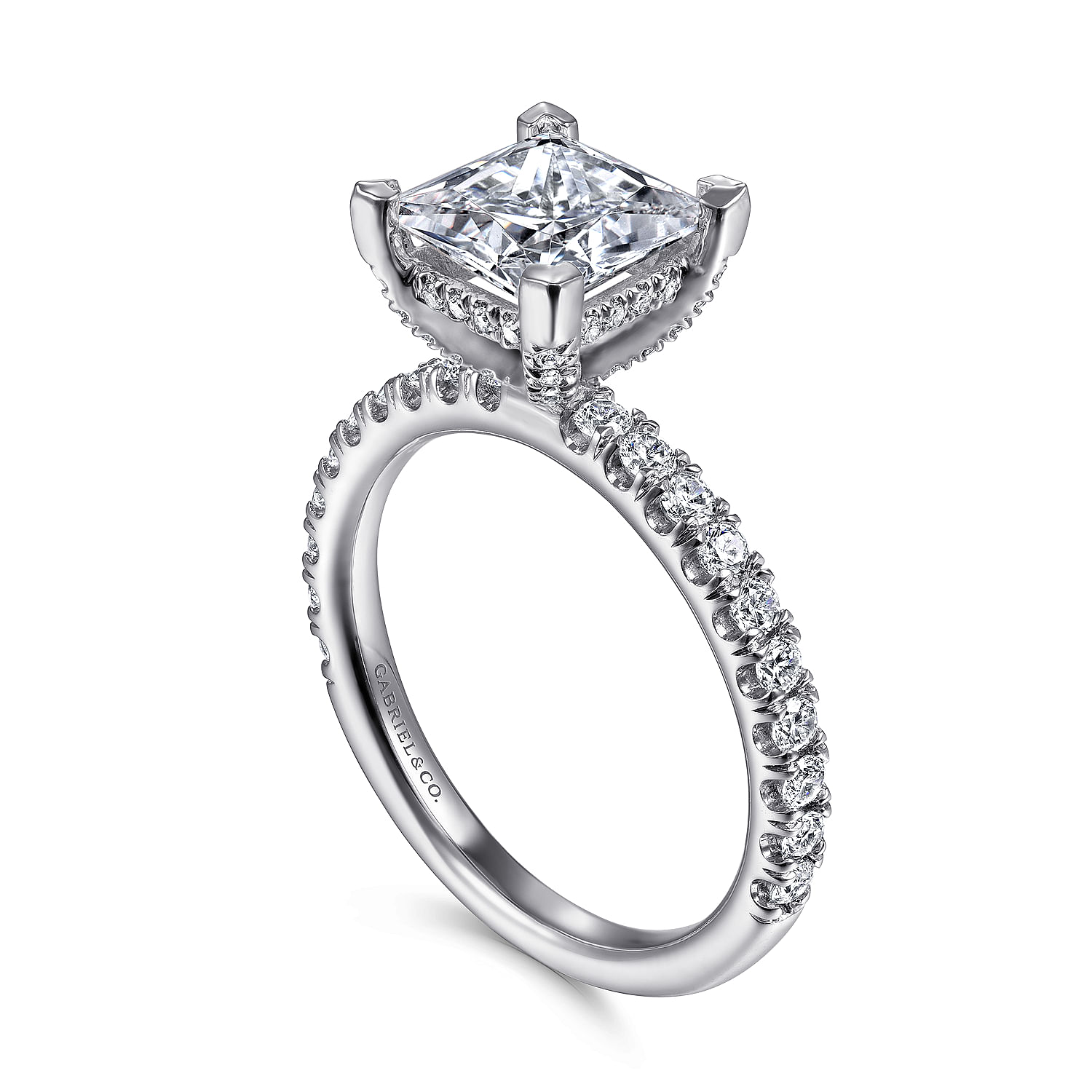 Amira - 14K White Gold Princess Cut Diamond Engagement Ring - 0.52 ct - Shot 3