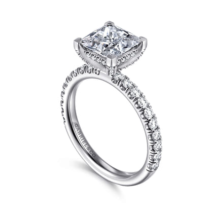 Amira - 14K White Gold Princess Cut Diamond Engagement Ring