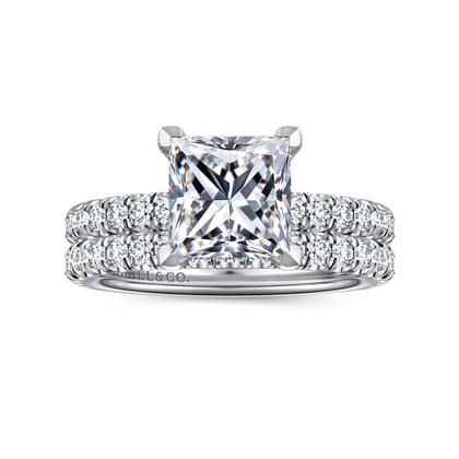 Amira - 14K White Gold Princess Cut Diamond Engagement Ring