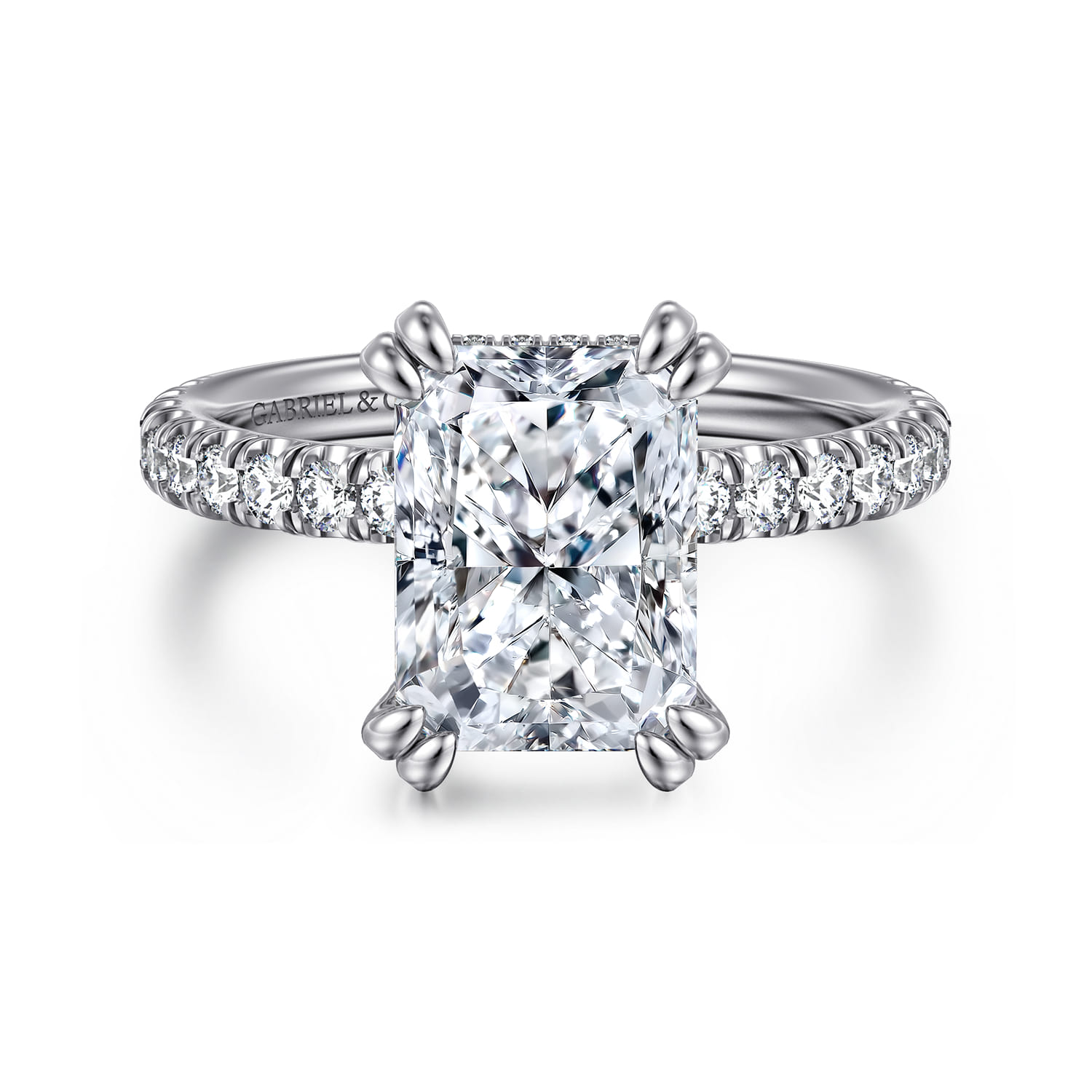 Amira - 14K White Gold Radiant Cut Diamond Engagement Ring