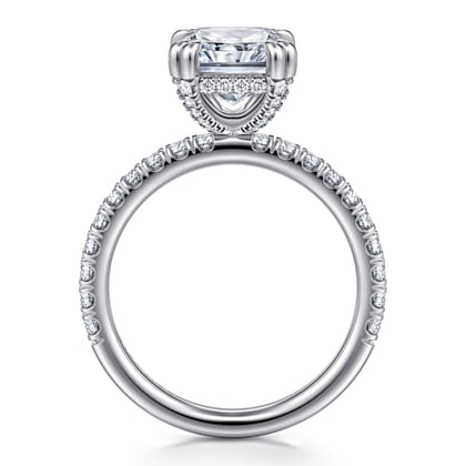 Amira - 14K White Gold Radiant Cut Diamond Engagement Ring