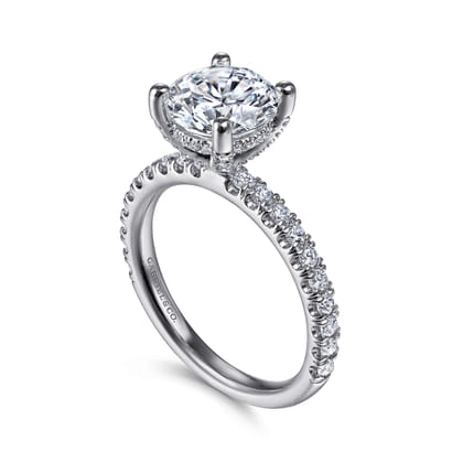Amira - 14K White Gold Round Diamond Engagement Ring
