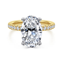 Amira - 14K White-Yellow Gold Oval Diamond Engagement Ring