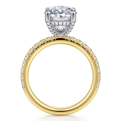 Amira - 14K White-Yellow Gold Oval Diamond Engagement Ring