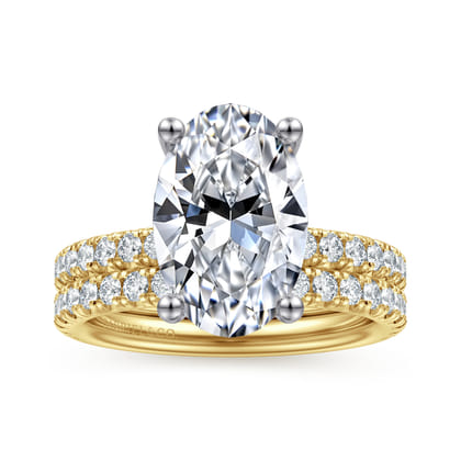 Amira - 14K White-Yellow Gold Oval Diamond Engagement Ring