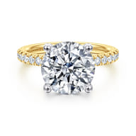 Amira - 14K White-Yellow Gold Round Diamond Engagement Ring