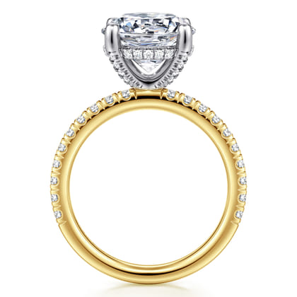 Amira - 14K White-Yellow Gold Round Diamond Engagement Ring