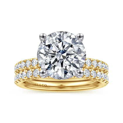 Amira - 14K White-Yellow Gold Round Diamond Engagement Ring