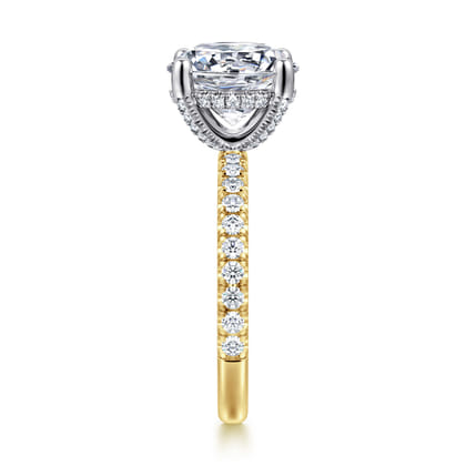 Amira - 14K White-Yellow Gold Round Diamond Engagement Ring