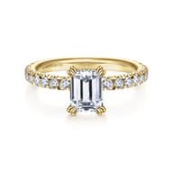 Amira - 14K Yellow Gold Emerald Cut Diamond Engagement Ring