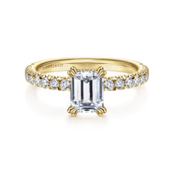 14K Yellow Gold Emerald Cut Diamond Engagement Ring