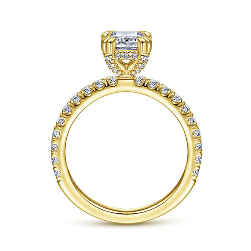 Amira - 14K Yellow Gold Emerald Cut Diamond Engagement Ring - 0.51 ct - Shot 2