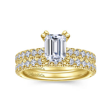 Amira - 14K Yellow Gold Emerald Cut Diamond Engagement Ring