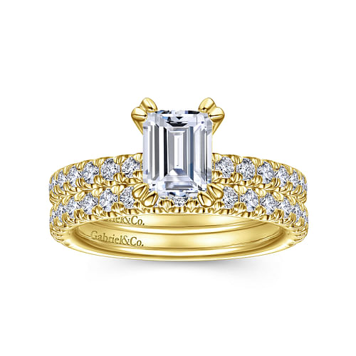 Amira - 14K Yellow Gold Emerald Cut Diamond Engagement Ring - 0.51 ct - Shot 4