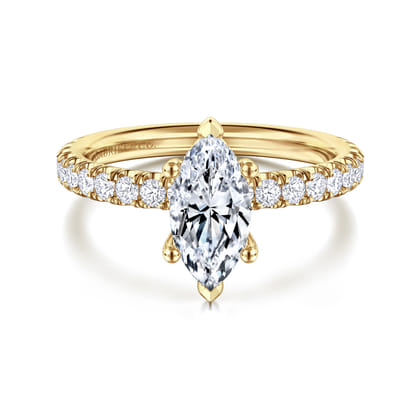 Amira - 14K Yellow Gold Marquise Shape Diamond Engagement Ring