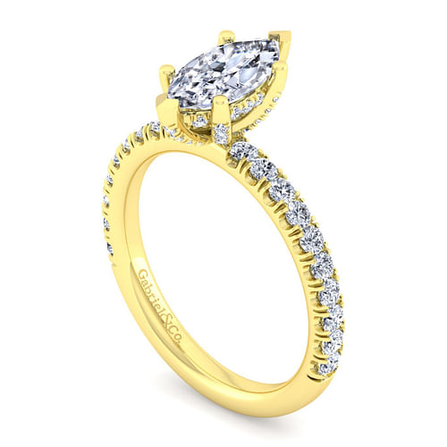 Amira - 14K Yellow Gold Marquise Shape Diamond Engagement Ring - 0.51 ct - Shot 3