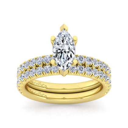 Amira - 14K Yellow Gold Marquise Shape Diamond Engagement Ring