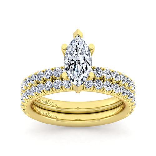 Amira - 14K Yellow Gold Marquise Shape Diamond Engagement Ring - 0.51 ct - Shot 4
