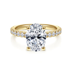 14K Yellow Gold Oval Diamond Engagement Ring