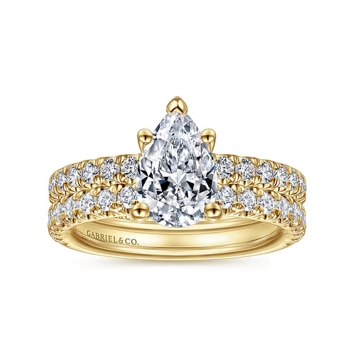 Amira - 14K Yellow Gold Pear Shape Diamond Engagement Ring - 0.52 ct - Shot 4