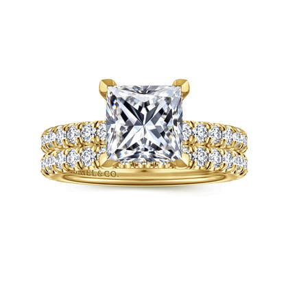 Amira - 14K Yellow Gold Princess Cut Diamond Engagement Ring
