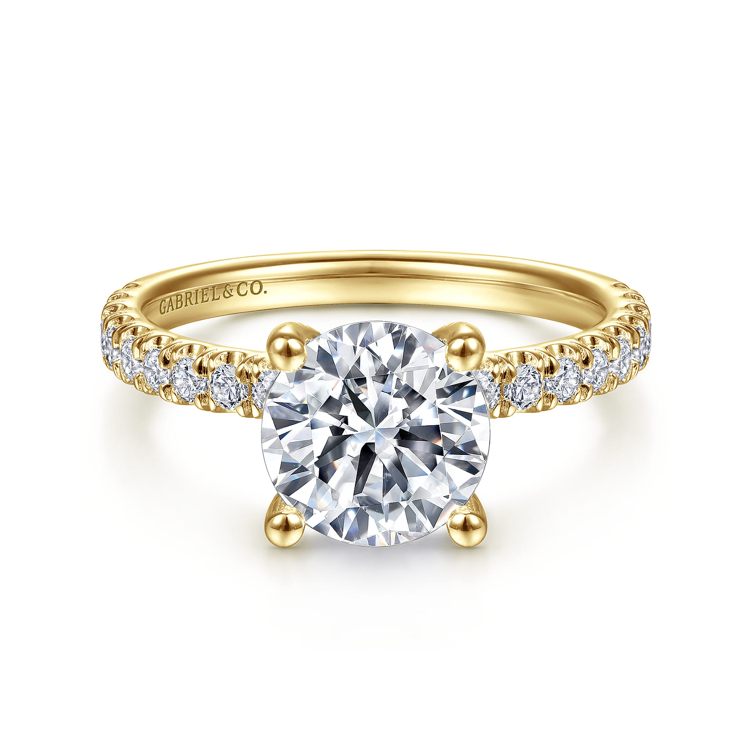 Amira - 14K Yellow Gold Round Diamond Engagement Ring