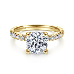 14K Yellow Gold Round Diamond Engagement Ring