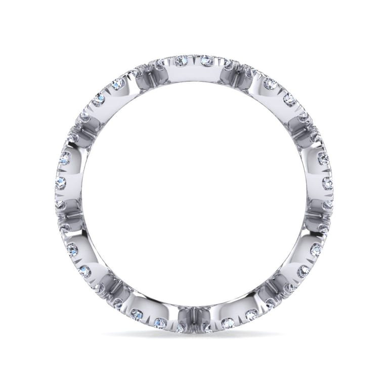 Eternity Band Wedding Ring in 14k White Gold with Round Natural Diamond at Gabriel & Co. - Shot 2