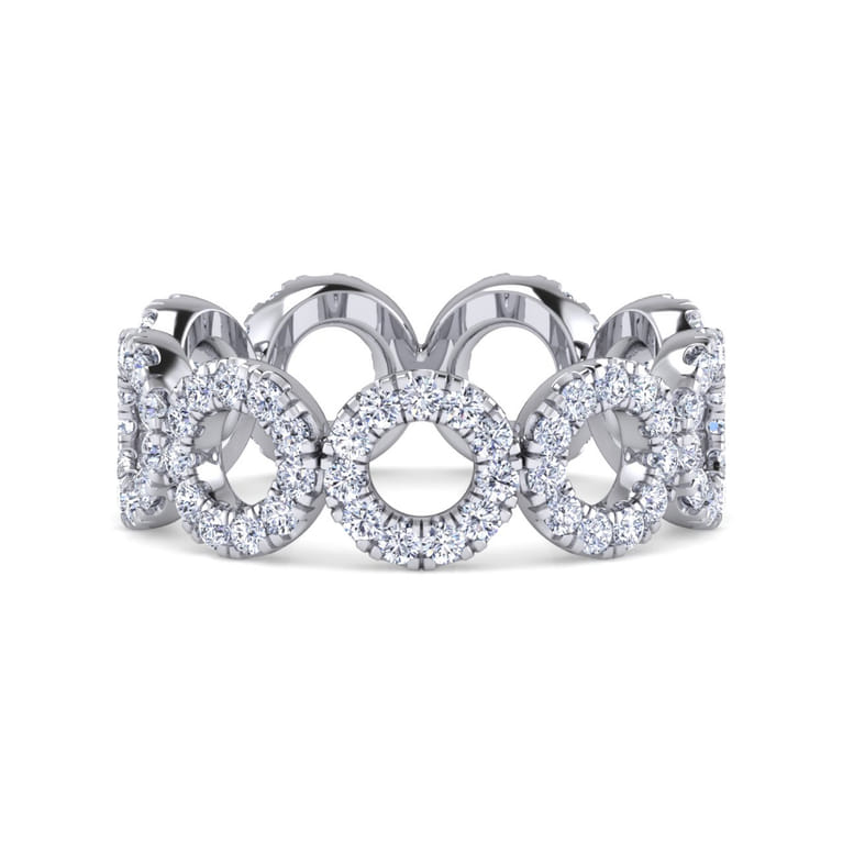 Eternity Band Wedding Ring in 14k White Gold with Round Natural Diamond at Gabriel & Co. - Shot 1