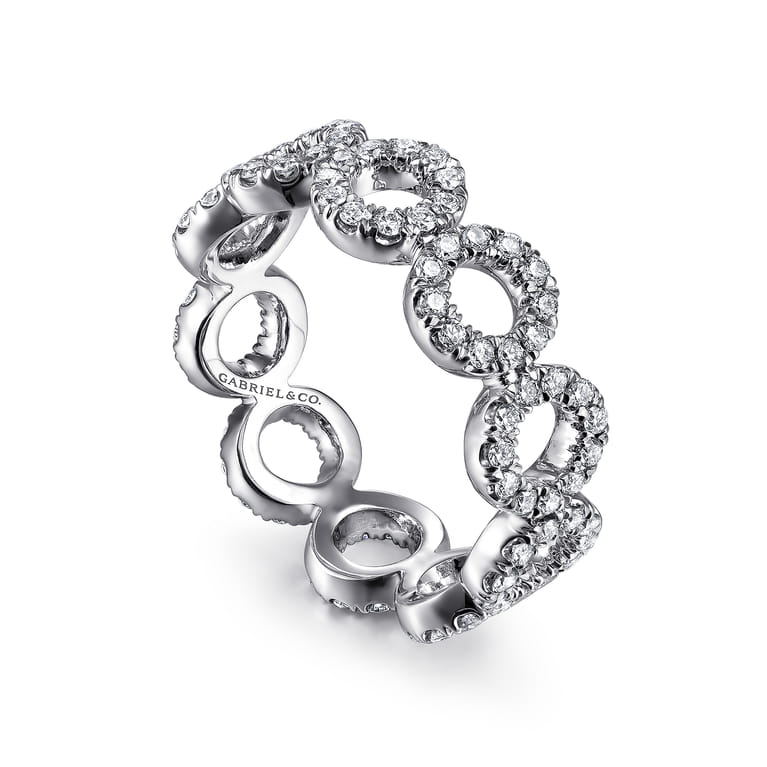 Eternity Band Wedding Ring in 14k White Gold with Round Natural Diamond at Gabriel & Co. - Shot 3
