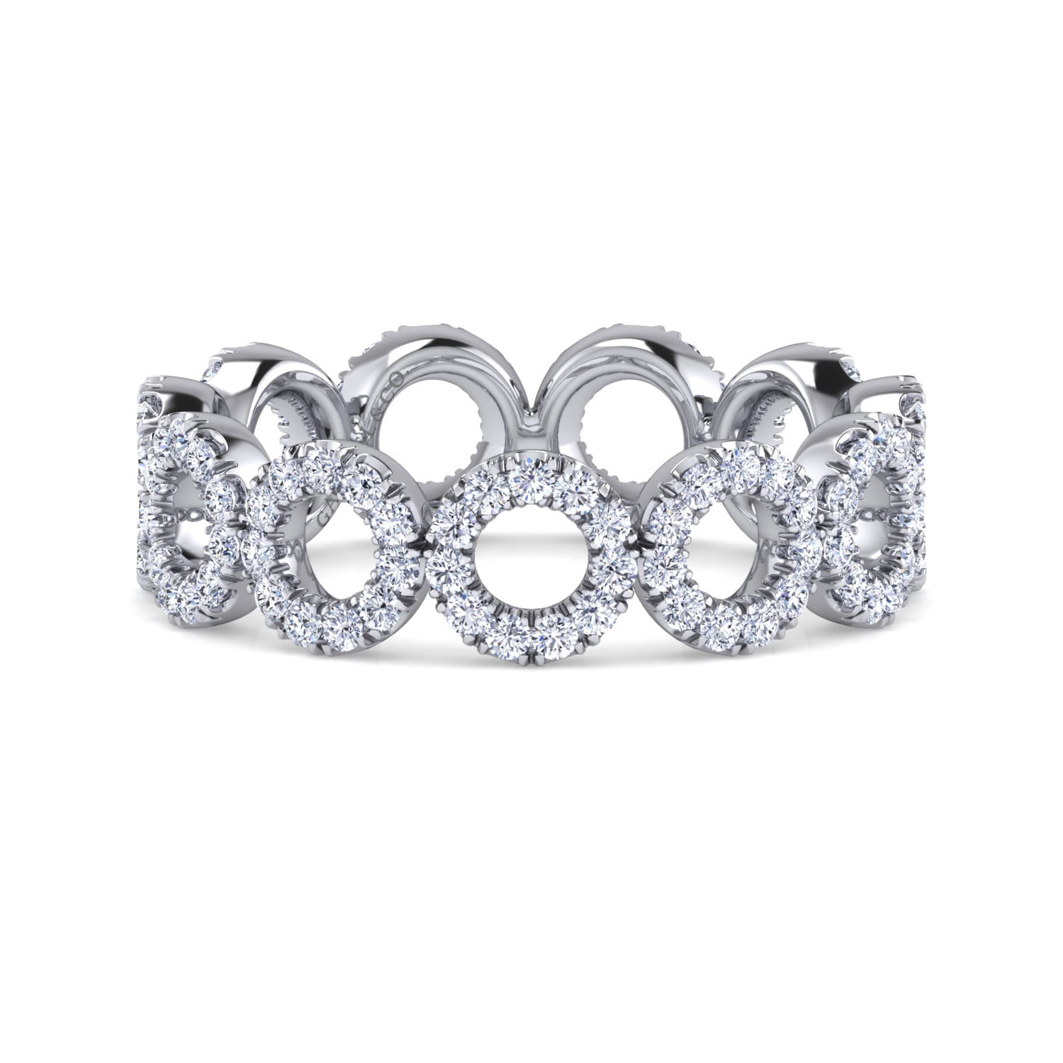 Eternity Band Wedding Ring in 14k White Gold with Round Natural Diamond at Gabriel & Co. - Shot 1