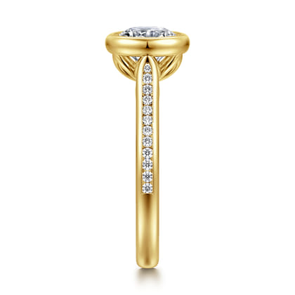 Amoria - 14K Yellow Gold Bezel Set Round Diamond Engagement Ring