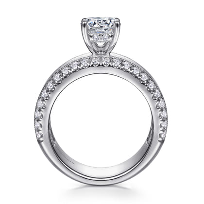 Amos - 14K White Gold Round Diamond Wide Band Engagement Ring