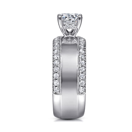 Amos - 14K White Gold Round Diamond Wide Band Engagement Ring