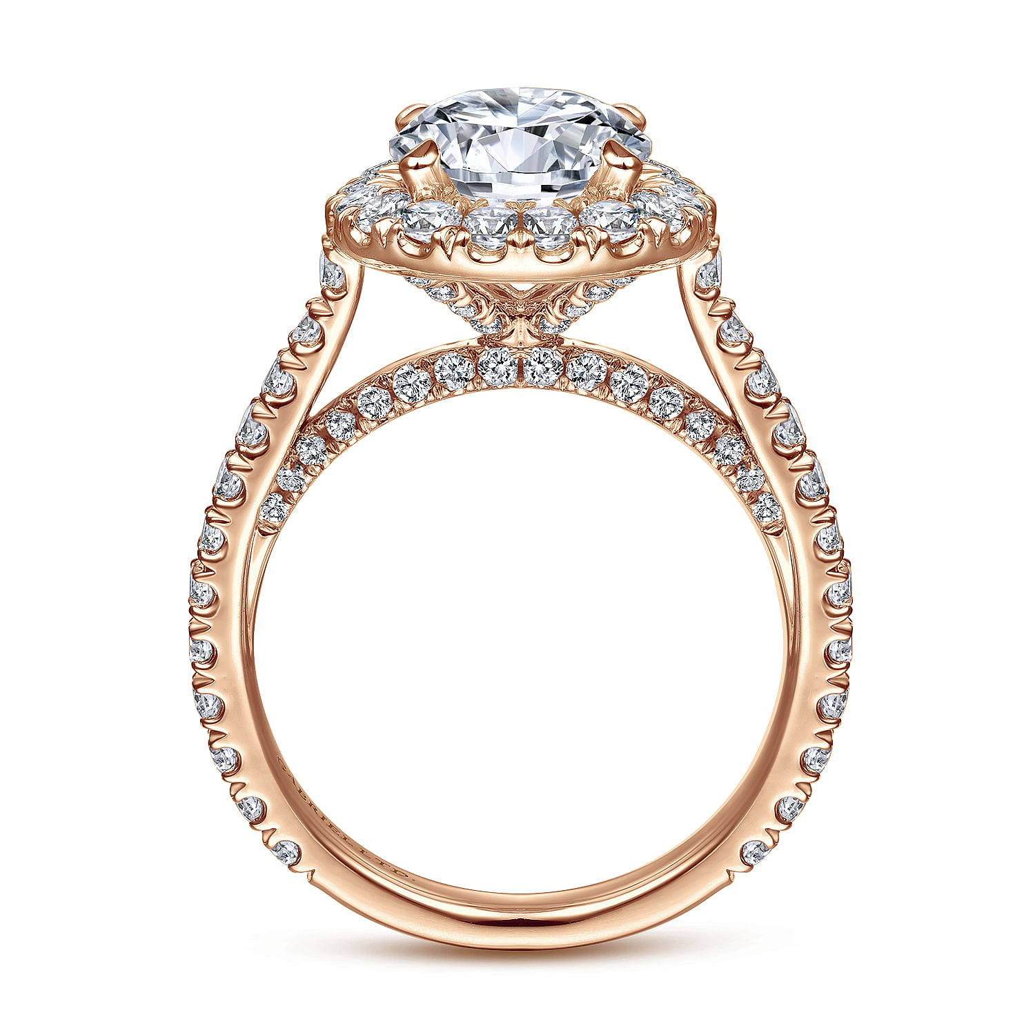 Amy - 18K Rose Gold Round Halo Diamond Engagement Ring - 1.21 ct - Shot 2