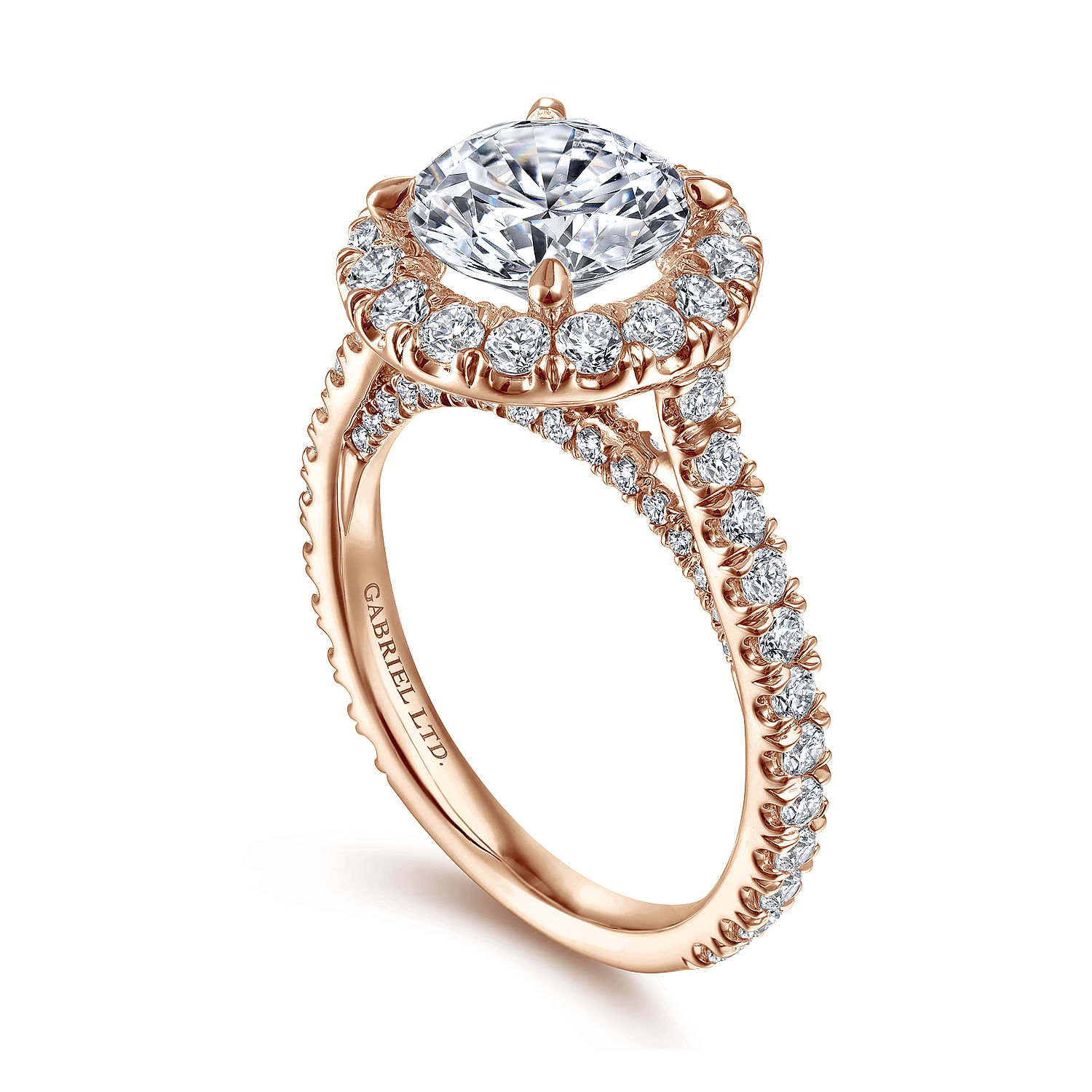Amy - 18K Rose Gold Round Halo Diamond Engagement Ring - 1.21 ct - Shot 3