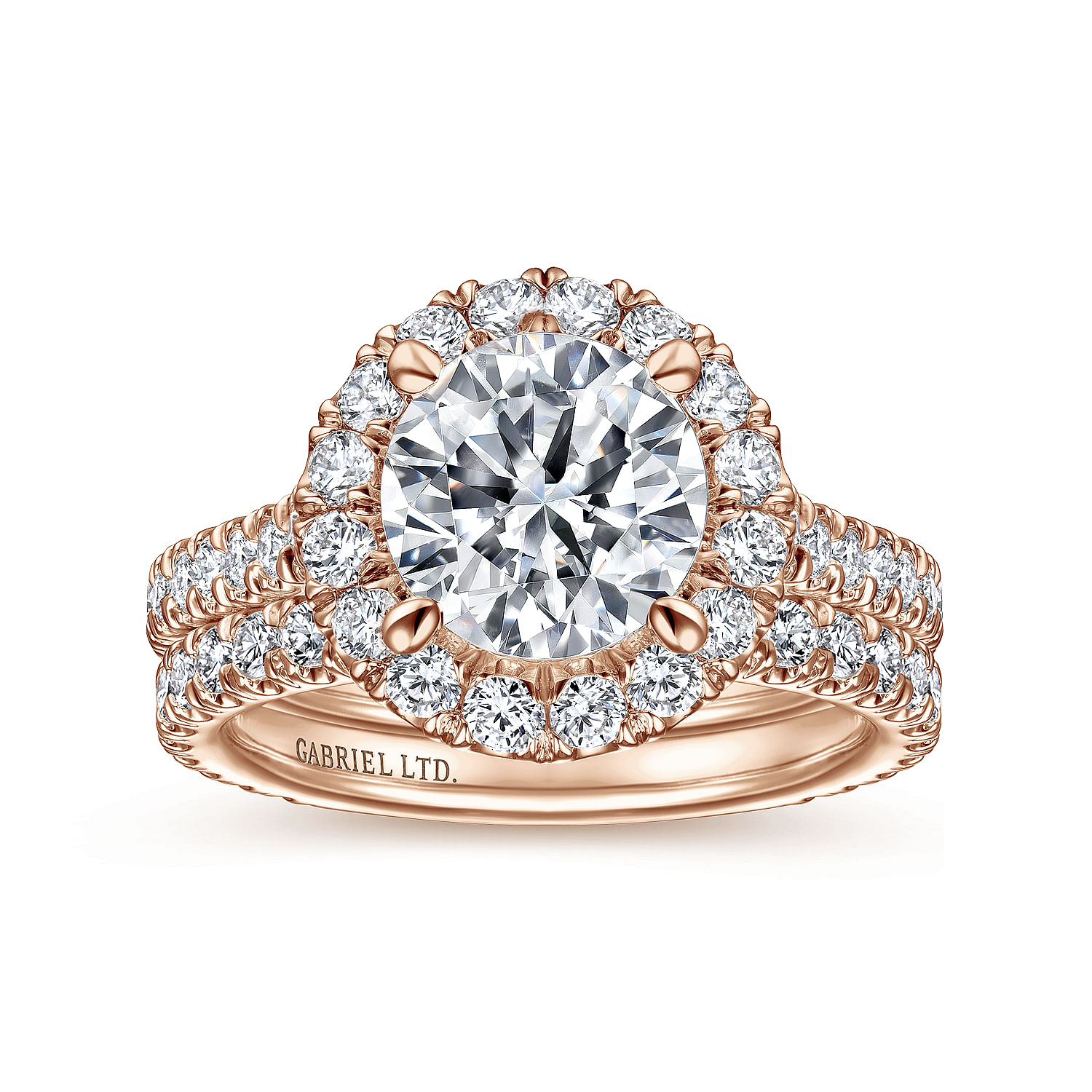 Amy - 18K Rose Gold Round Halo Diamond Engagement Ring - 1.21 ct - Shot 4