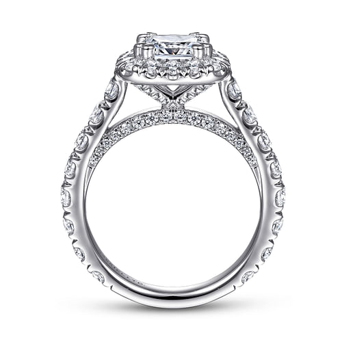 Amy - 18K White Gold Cushion Halo Diamond Engagement Ring - 2 ct - Shot 2