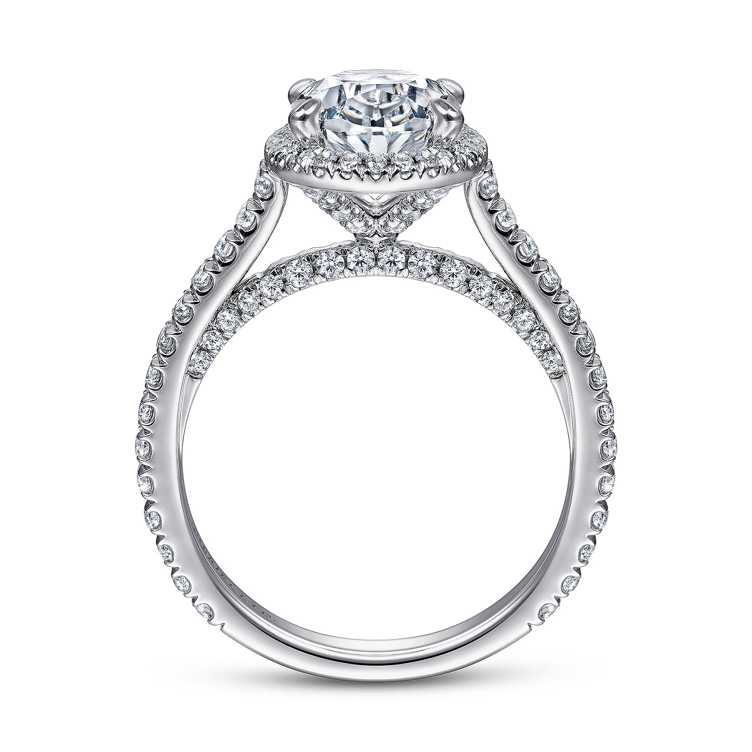 Amy - 18K White Gold Oval Halo Diamond Engagement Ring - 0.73 ct - Shot 2