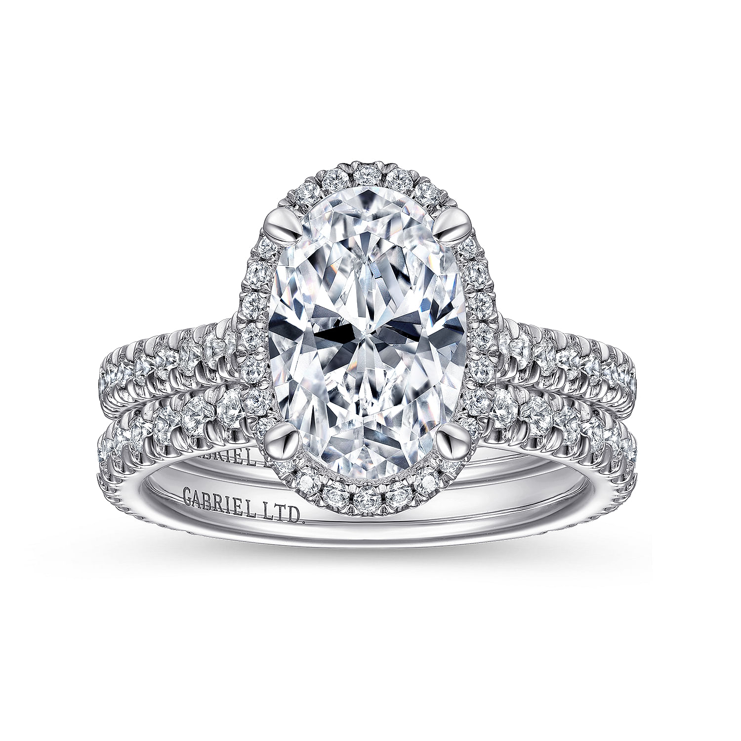 Amy - 18K White Gold Oval Halo Diamond Engagement Ring - 0.73 ct - Shot 4