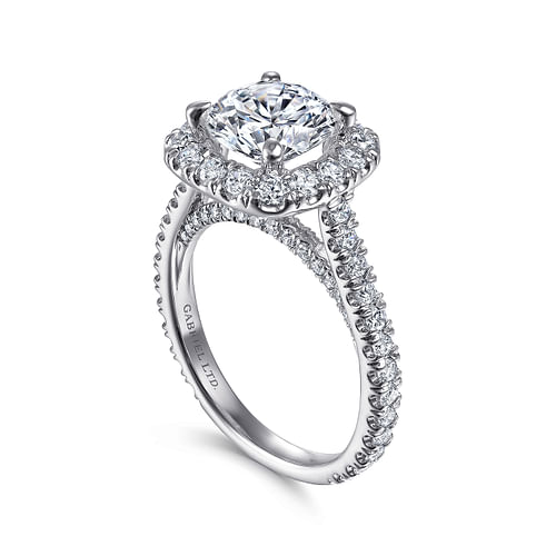 Amy - 18K White Gold Round Halo Diamond Engagement Ring - 1.19 ct - Shot 3
