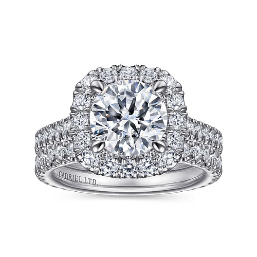 Amy - 18K White Gold Round Halo Diamond Engagement Ring - 1.19 ct - Shot 4